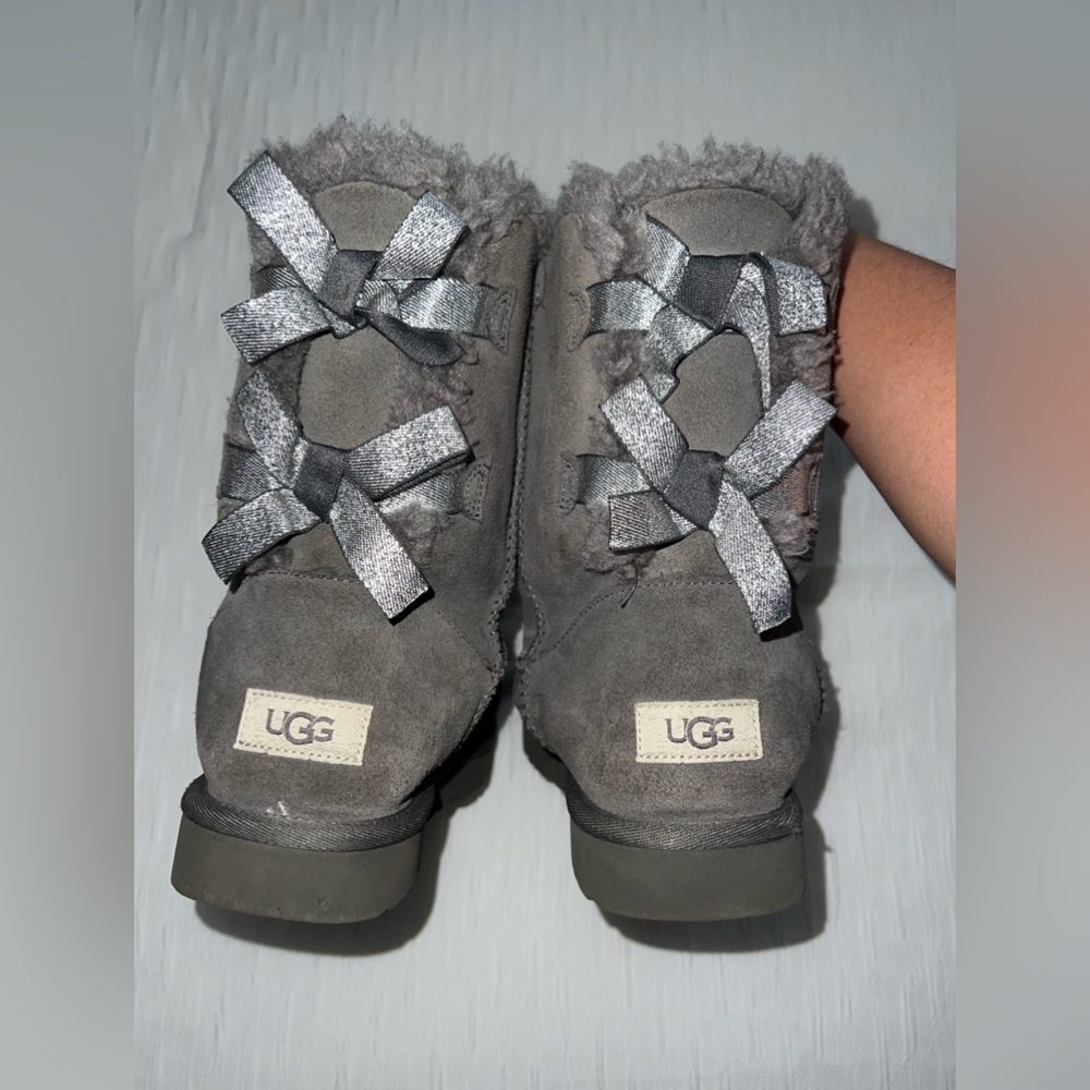 UGG BAILEY BOW SPARKLER CHARCOAL BOOTS
